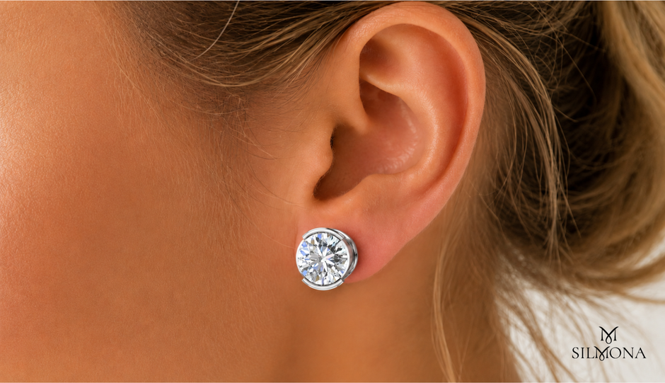 LUMINA ROUND BEZEL STUD EARRING